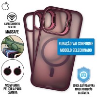 Capa iPhone 16 - Metal Stand Fosca Magsafe Dark Pink